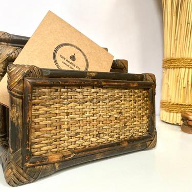 Vintage Bamboo Rattan Desk Organizer | Mail Sorter | Letter Holder | File Storage | Boho Desk Organizer 