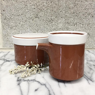 Vintage Milk and Sugar Set Retro 1970s Mikasa Light and Lively + Ceramic + 2 Piece + Burnt Sienna and White + Home and Kitchen Decor 