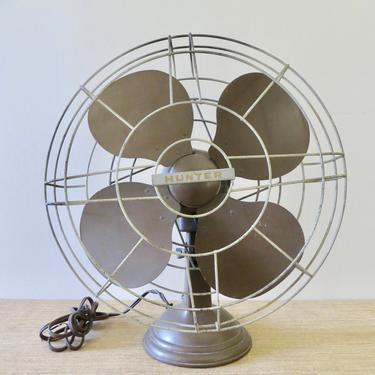 Vintage Hunter Oscillating Fan - Industrial Tabletop Fan - Rare 