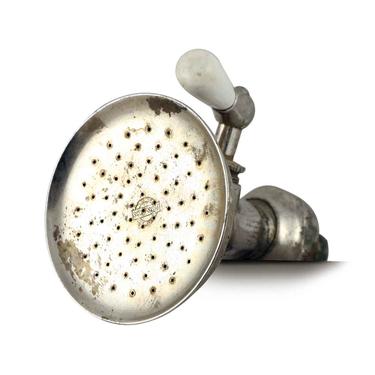Antique Nickeled Brass Shower Head with Porcelain Lever