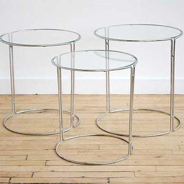 Set of Glass and Chrome Nesting Tables
