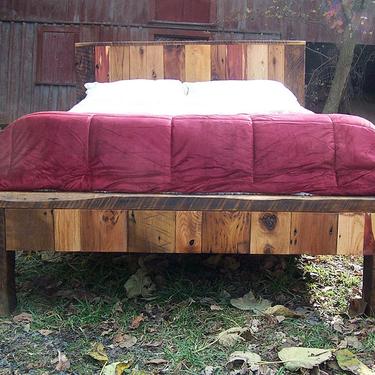 Colorful Reclaimed Wood Bed Frame 