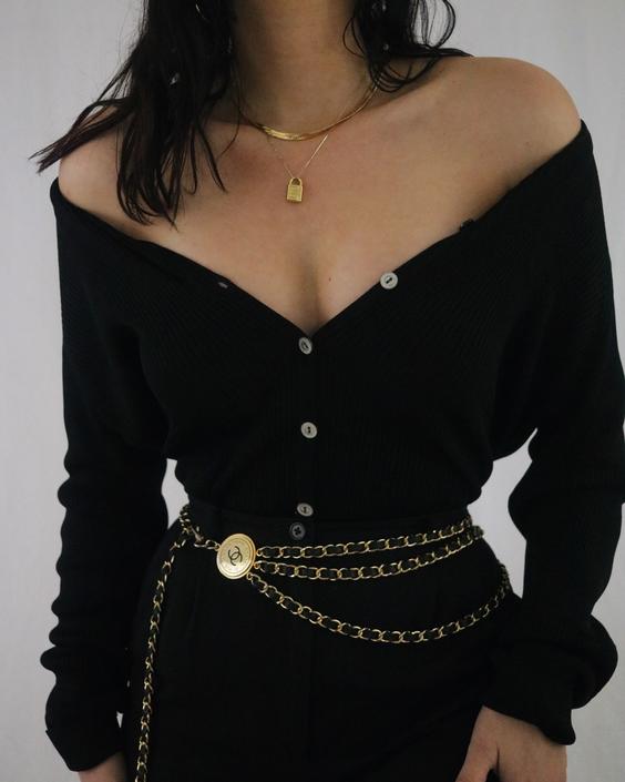 Vintage Black Ribbed Silk Cardigan - S/M 