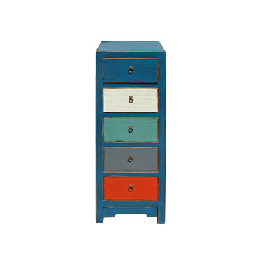 Mixed Color Blue Five Drawers Slim Chest Cabinet cs4179E 