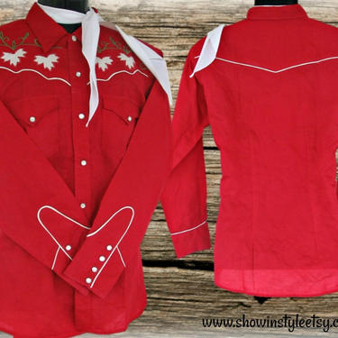 Vintage 1960's Western Men's Cowboy Shirt, Rockabilly, Long Sleeve, Embroidered &amp; Applique'd, Approx. Medium (see meas. photo) 