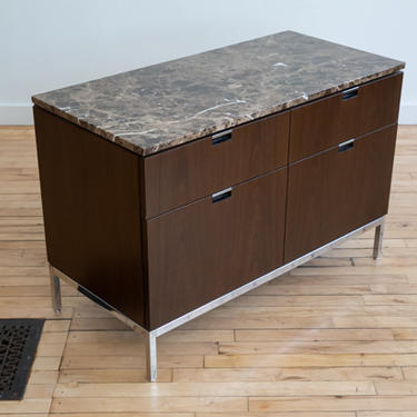 Knoll Walnut Marble Two-Position Cabinet
