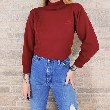 Paolo Gucci Red Knit Mock Neck Spell Out Sweater 