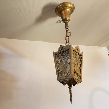 Antique Brass Pendant Light. 5 x 23.