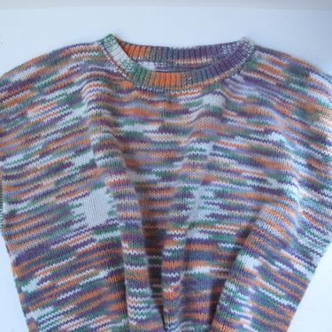 Missoni Sleeveless Sweater Vest Sz Med 80's Cap Sleeves Sweater Boho Womens Hand Knit Top Purple Orange Boho 80's Preppy knit sweater 