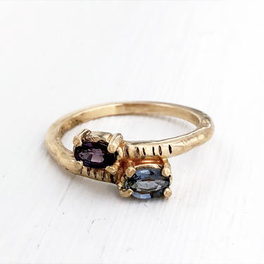 Purple and Blue Color changing Sapphire Bypass Ring 