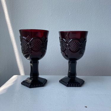 Avon Cape Cod Ruby Red Wine Glasses 
