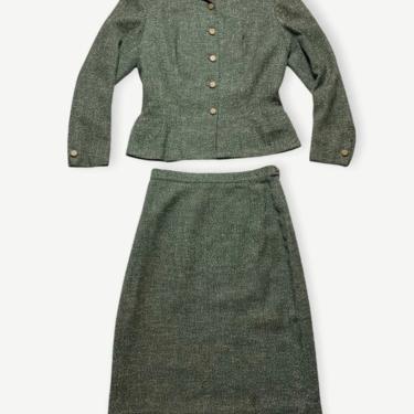 Vintage 1940s/1950s Women's Wool TWEED 2pc Suit ~ S to M ~ jacket / blazer / sport coat / skirt ~ Set ~ Hart Schaffner Marx 