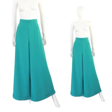 EXCLUSIVE 1950s Inspired Wide Leg Trousers - Custom Made 1950s Trousers - Vintage Inspired Wool Pants - Teal Wool Trousers | Size Small 