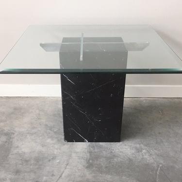 vintage black marble side table.