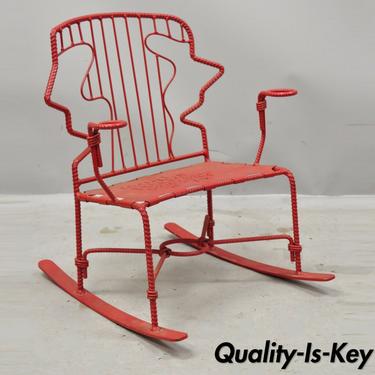 Mid Century Children's Iron Small Childs Alphabet Red Rocking Chair Rocker