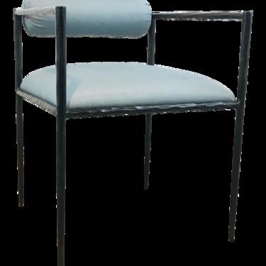 Arteriors Modern Blue Silk and Textured Iron Barbana Accent Chair