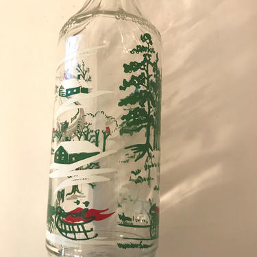 Vintage Jim Beam Winter Scene Bottle Decanter 64 D 8 50  Holiday Glass Hazel Atlas- 10 oz 