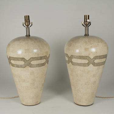 Pair Of Tessellated Stone Lamps
