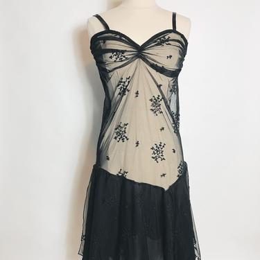 Vintage Black Lace Nightie 1980s / 1990s /Nightgown 