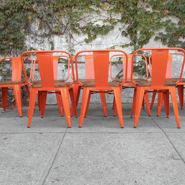 Mid Century French Orange Bistro Chairs
