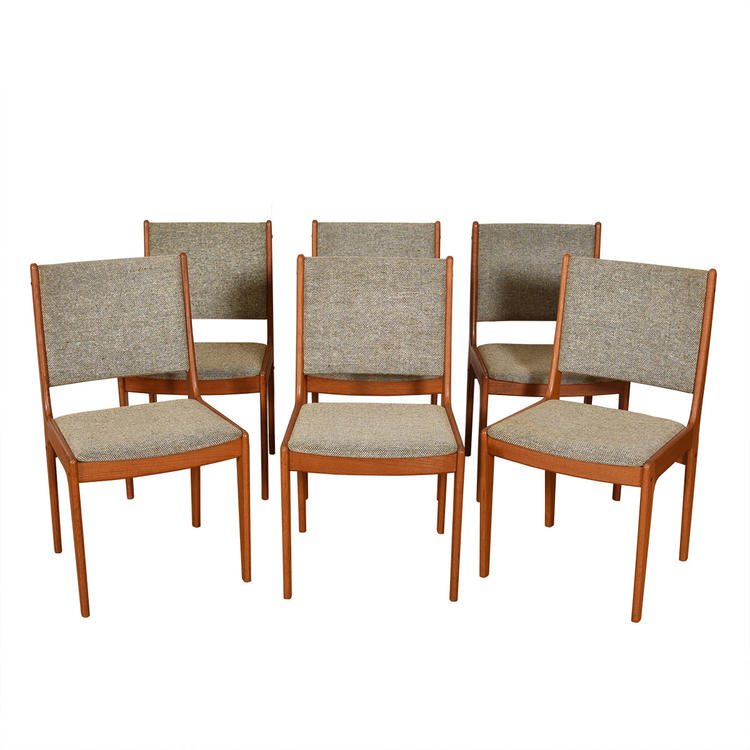 Set of 6 Danish Modern Teak Upholstered Dining Chairs