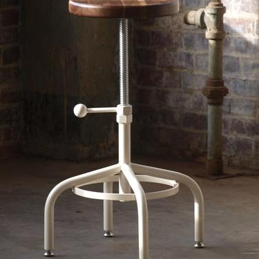Industrial Stool Walnut Adjustable Drill Press Stool with Almond base bar stools by CamposIronWorks