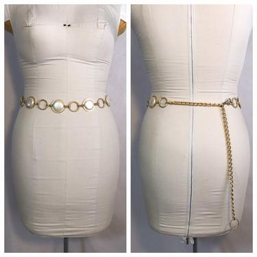 Vintage 1990's Metal and Faux Pearl Chain Belt 