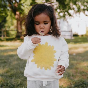 Kids Organic Sweatshirt, Toddler Clothing, Dandelion Crewneck, Made in Detroit, Unisex Kids Clothing, Boys, Girls Sweatshirt, Yellow 