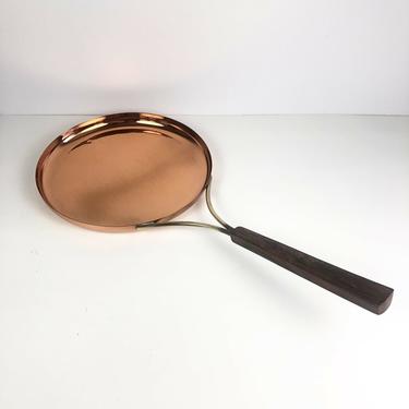 Vintage Copper  &amp; Rosewood Handle Vintage Pan Frying Skillet Mid Century Denmark