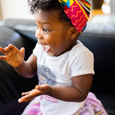 Zizi - Sunflower baby headwrap/turban, kente print, African fabric 