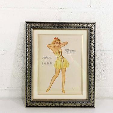 Vintage Alberto Vargas Pinup Woman Picture Frame October The Varga Girl 1948 1940s 40s Halloween Print Picture Wall Lithograph Mid-Century 