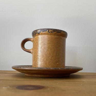 Vintage Brown Pottery McCoy 1412 Canyon Mesa Coffee Mug Cup with Saucer 