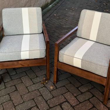 Striped Pair of Armchairs