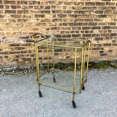 Vintage Brass and Glass Serving/Bar Cart