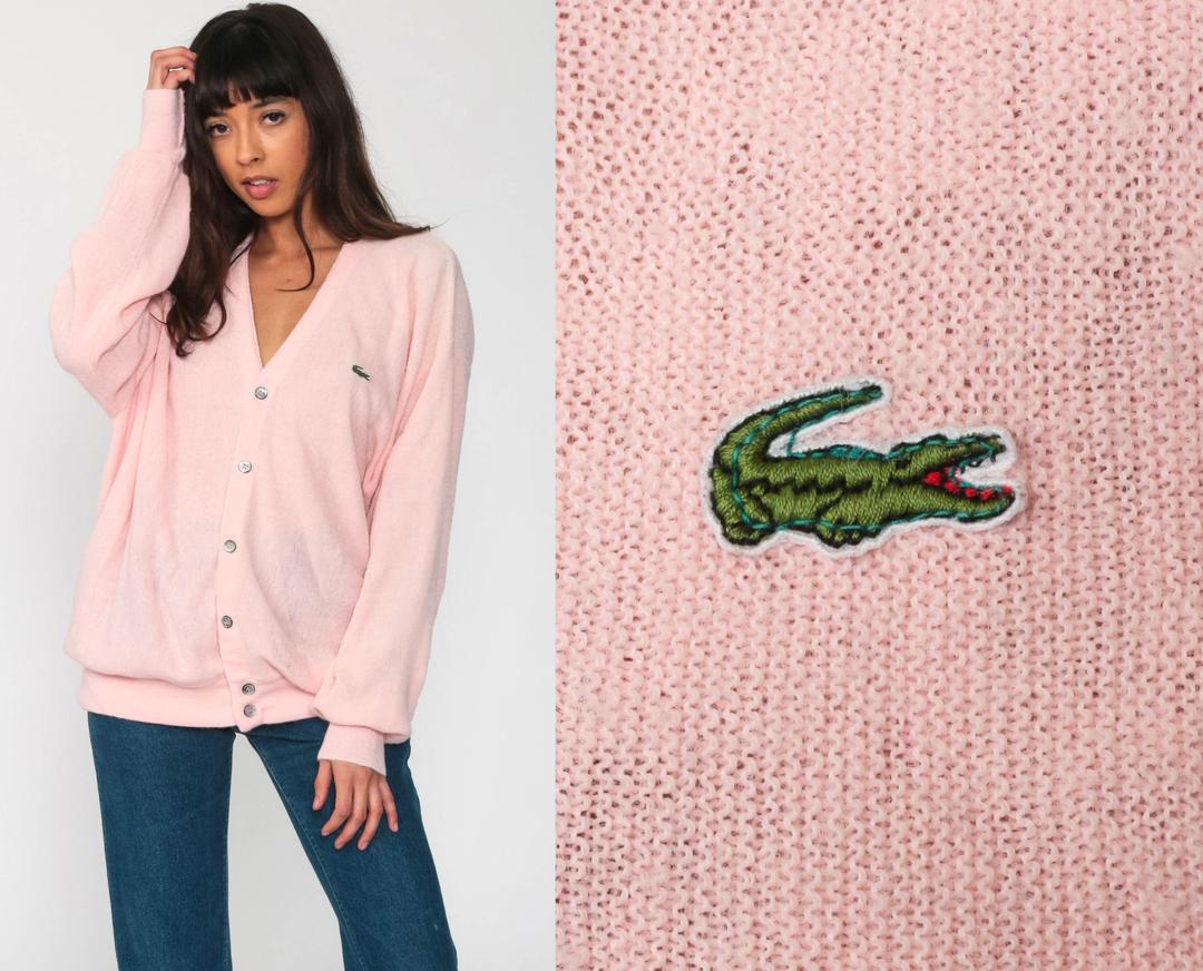 Pink Lacoste Sweater Pink Cardigan Sweater 80s Button Up IZOD | Shop ...
