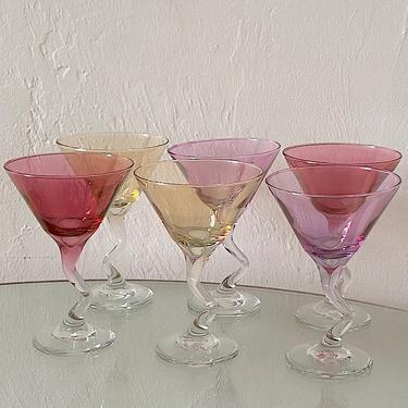 Multicolored Z Stem Martini Glasses