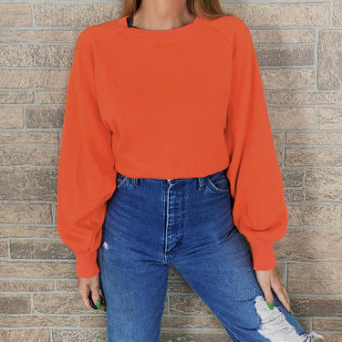 80's Bright Orange Raglan Pullover Sweatshirt 