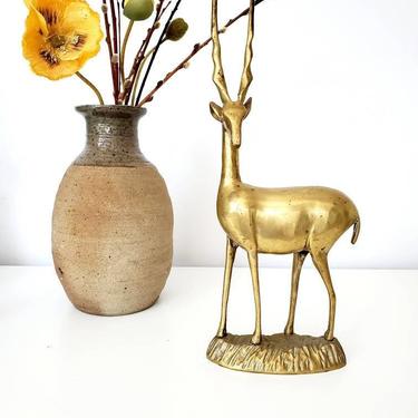 Extra Large Vintage Brass Gazelle Figurine 