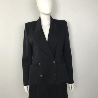 Vtg 80s black Sonia Rykiel 2 piece shorts and blazer jacket set ML 
