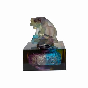 Crystal Glass Liuli Pate-de-verre Multicolor Jaguar Display Figure ws1292E 