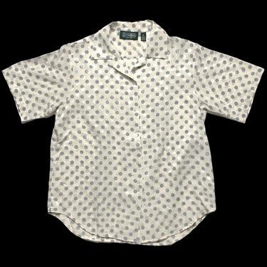 Vintage Women's GITMAN BROS Button-Up Silk Shirt ~ size 8 ~ Polka Dot Blouse ~ Loop Collar ~ Made in USA ~ Spring / Summer 