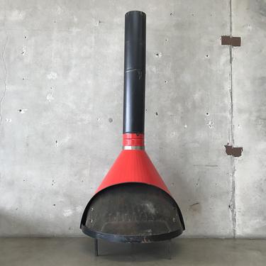 Mid Century Modern Red Fireplace Porcelain Base