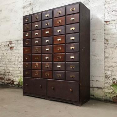 Vintage Wood 42-Drawer Parts Cabinet Industrial Storage Jewelry Shop 