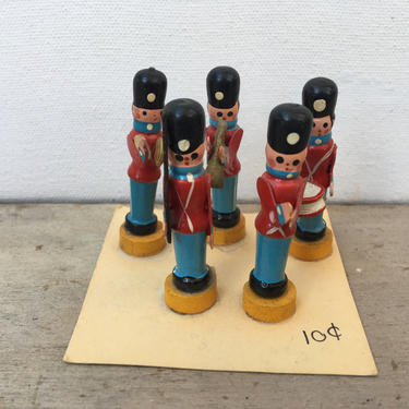 Vintage Mini Wooden Toy Soldiers, Christmas Crafting, Miniature Figures, Set Of 5, Wood Toy Soldier, Nutcracker, Erzgebirge Look 