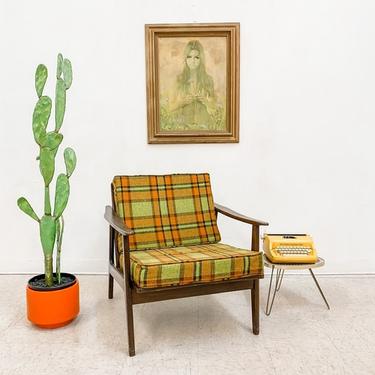 Vintage Plaid Mid Century Easy Chair As Found