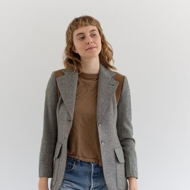 Vintage Grey Brown Herringbone Twill Equestrian Jacket | 80s Have Benard Lined Blazer | Gray Wool Coat | XS 