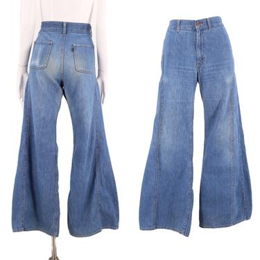 70s LEVIS Fresh Produce sz 32 bell bottoms jeans  / vintage 1970s sexy fit seamed Levis bells pants sz L 