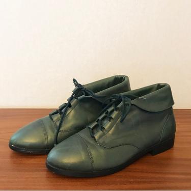 Vintage Lace-Up Hunter Green Ankle Boots 