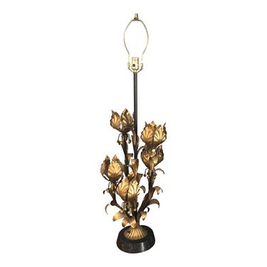 1960’s Mid Century Hollywood Regency Gilt Metal and Marble Lamp 