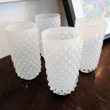 Set of 4 - Vintage Bubble Textured Tall Drinking Glasses 